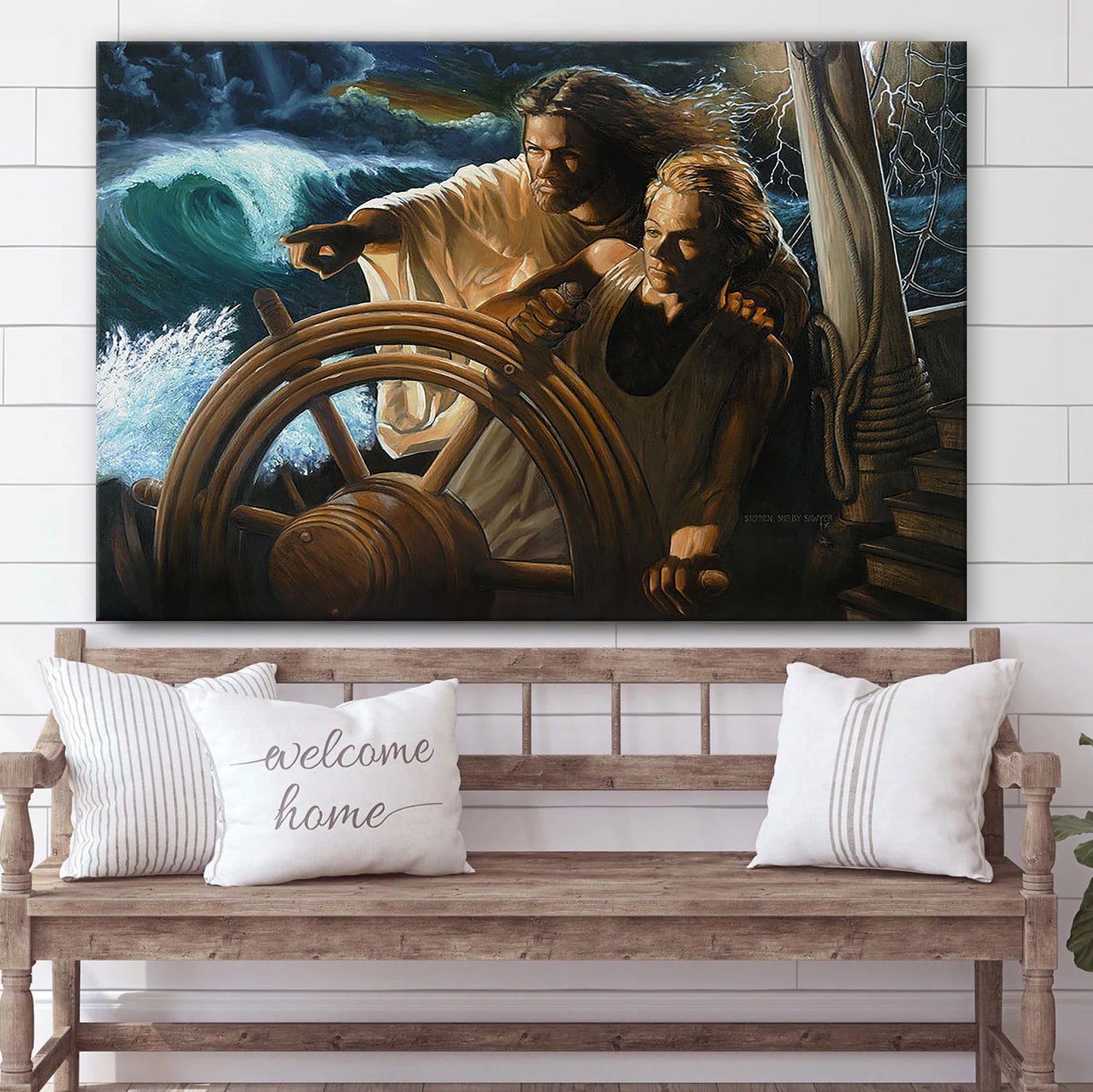 Jesus Storm Painting - Jesus Canvas Wall Art - Christian Wall Art