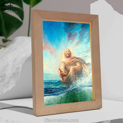Jesus Stretched Out His Hand Frame Lamp - God Of Wonders Frame Lamp Pictures - Christian Wall Art