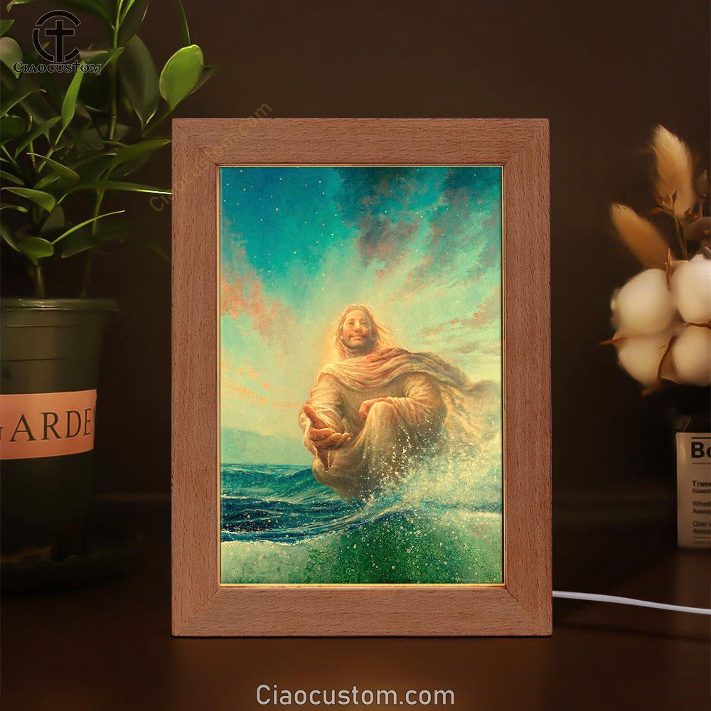 Jesus Stretched Out His Hand Frame Lamp - God Of Wonders Frame Lamp Pictures - Christian Wall Art