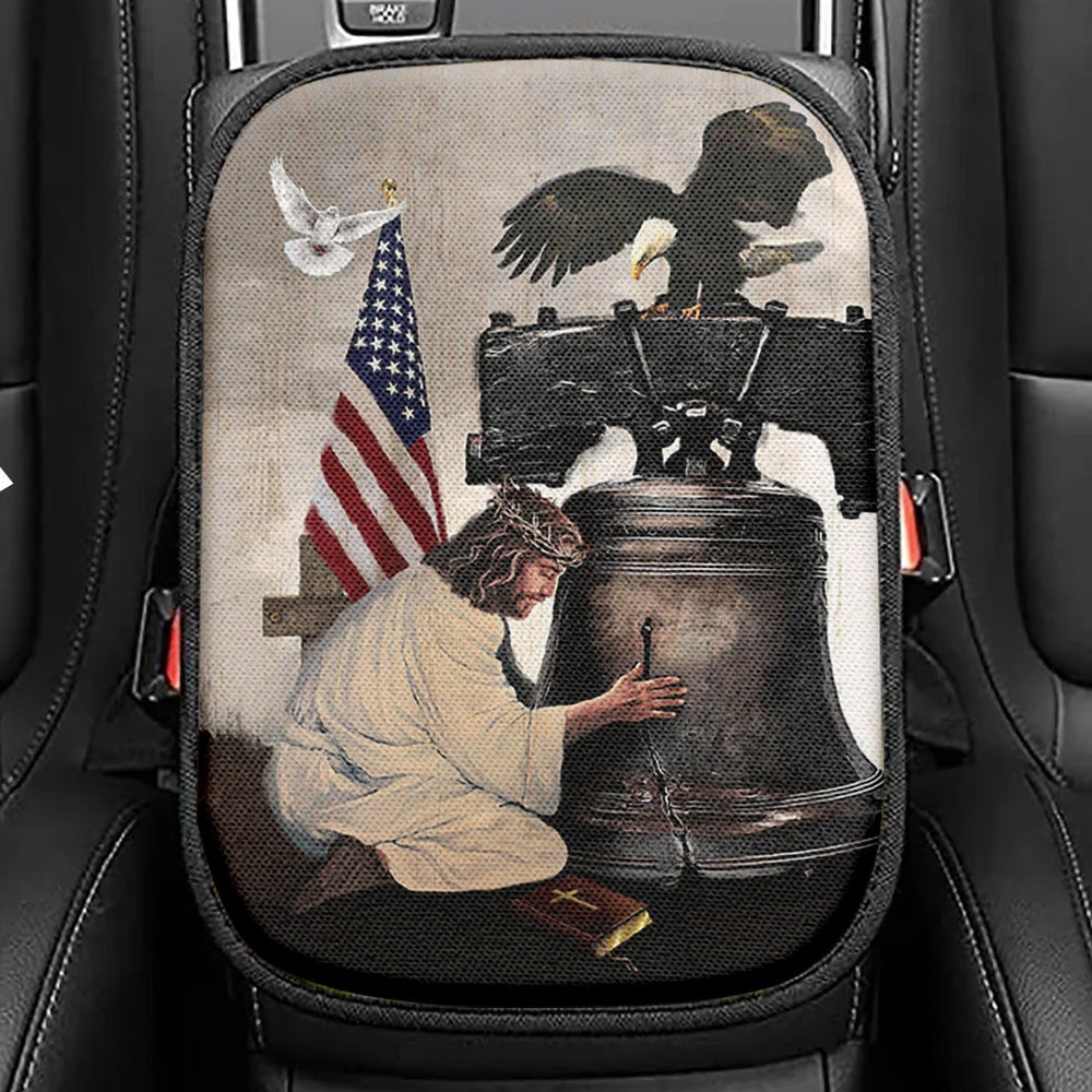 Jesus Stretched Out His Hand Seat Box Cover, God Of Wonders Car Center Console Cover, Christian Car Interior Accessories