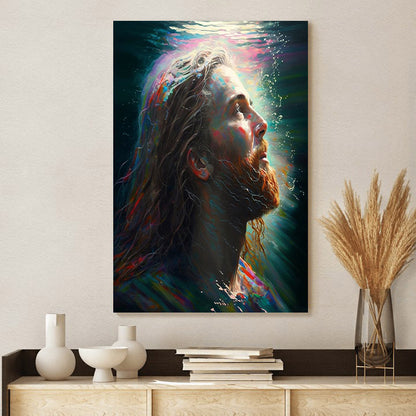 Jesus Submerged in Water Jesus Christ Portrait Illustration - Jesus Canvas Art - Christian Wall Canvas