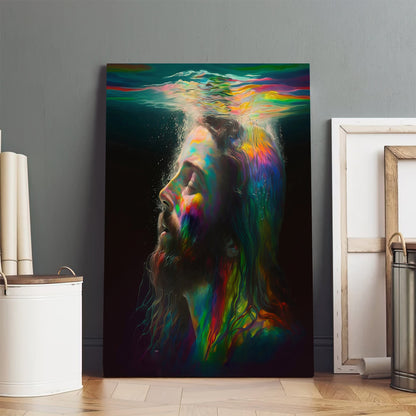 Jesus Submerged in Water Jesus Christ Portrait Illustration 1 - Jesus Canvas Art - Christian Wall Canvas