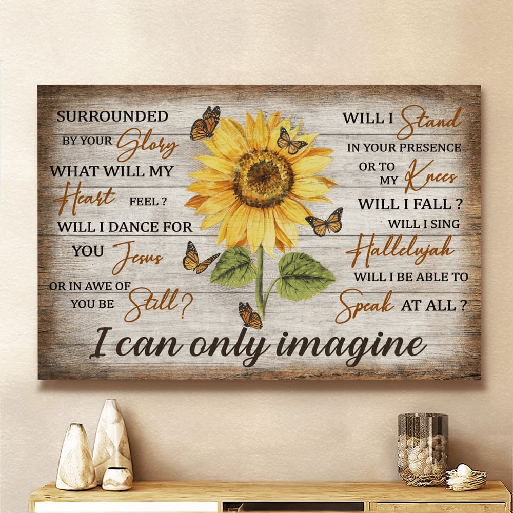 Jesus Sunflower And Yellow Butterfly I Can Only Imagine Canvas Wall Art - Jesus Canvas Pictures - Christian Wall Posters