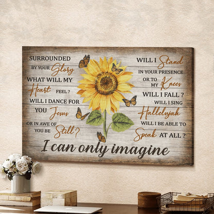 Jesus Sunflower And Yellow Butterfly I Can Only Imagine Canvas Wall Art - Jesus Canvas Pictures - Christian Wall Posters