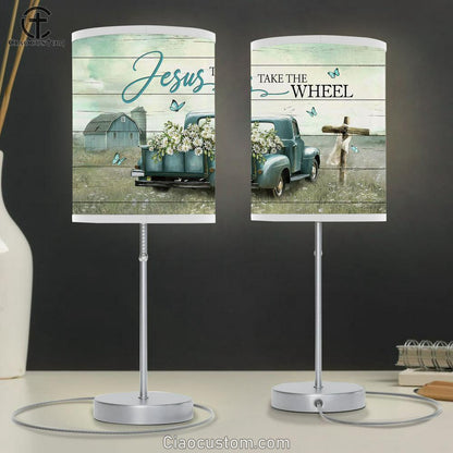 Jesus Take The Wheel Daisy Field Ladybug Car Table Lamp For Bedroom - Bible Verse Table Lamp - Religious Room Decor