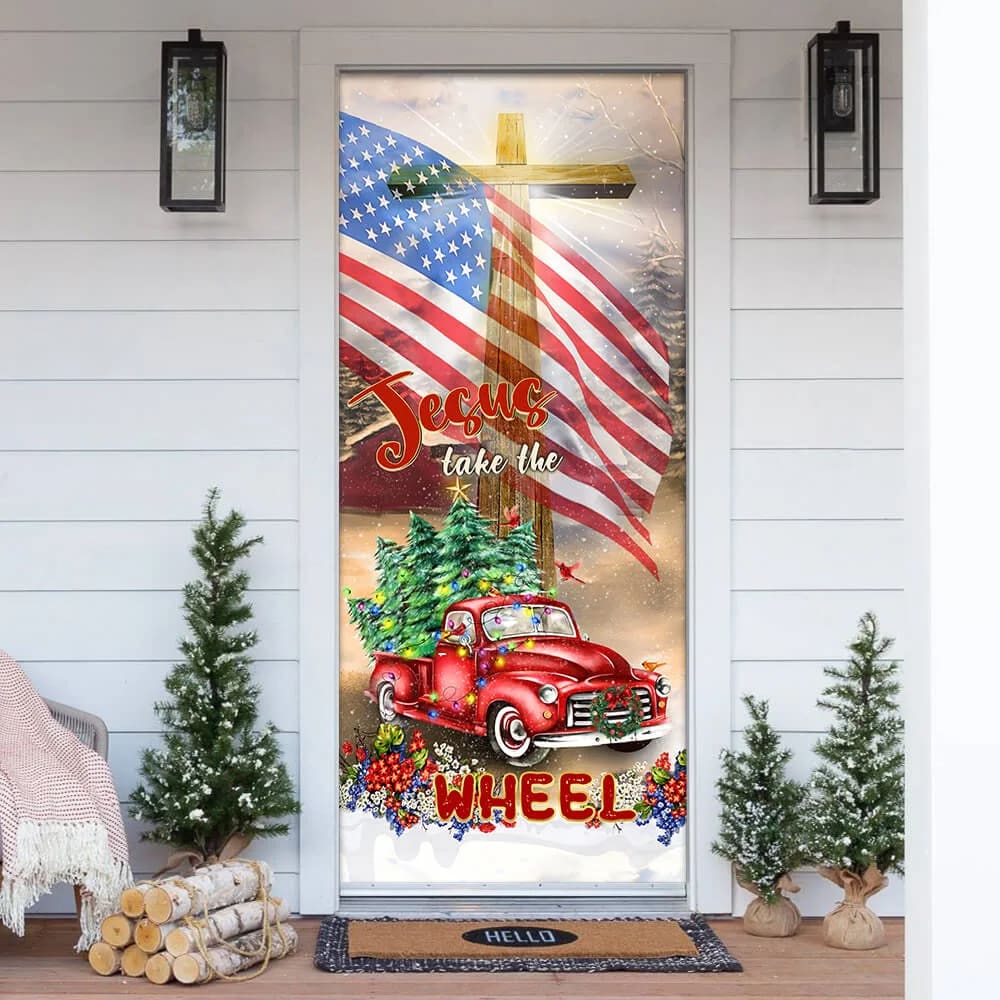 Jesus Take The Wheel Door Cover - Religious Door Decorations - Christian Home Decor