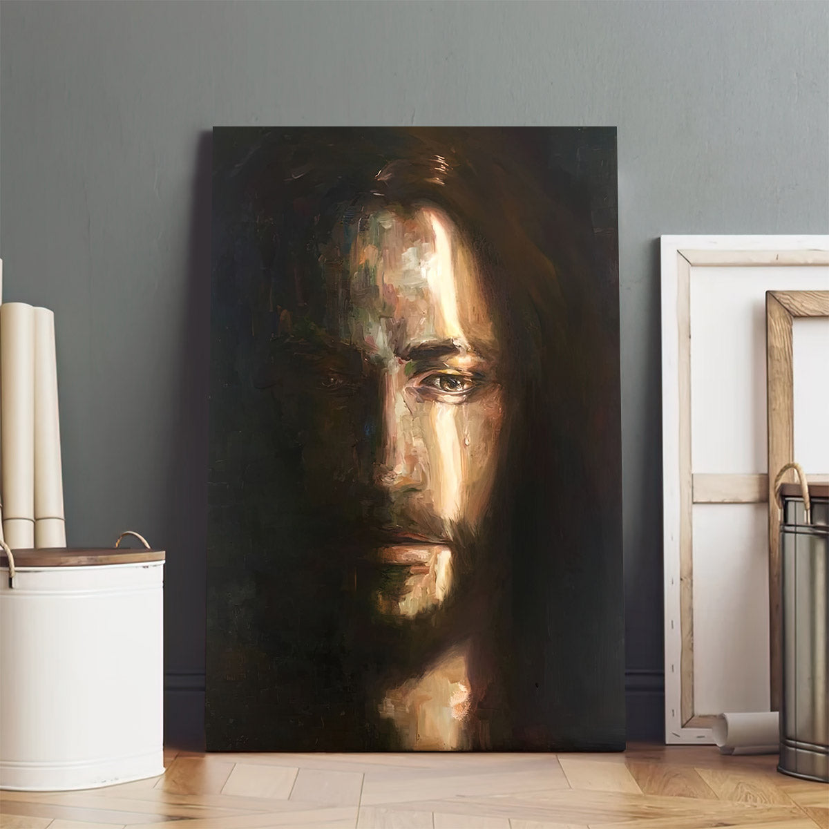 Jesus Tear Canvas Pictures - Jesus Painting Canvas - Christian Canvas Wall Art