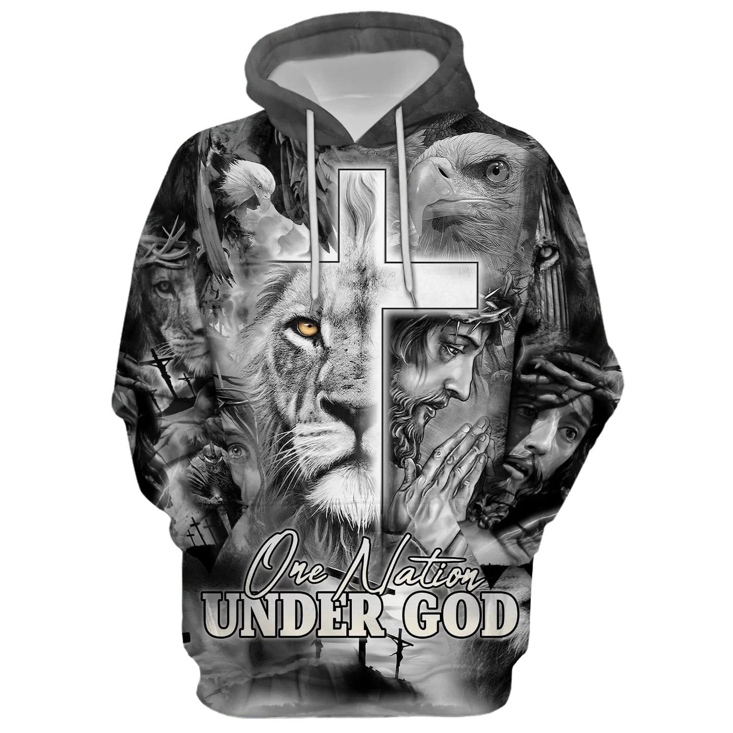 Jesus The Cross Lion Of Judah Hoodie - Men & Women Christian Hoodie - 3D Printed Hoodie