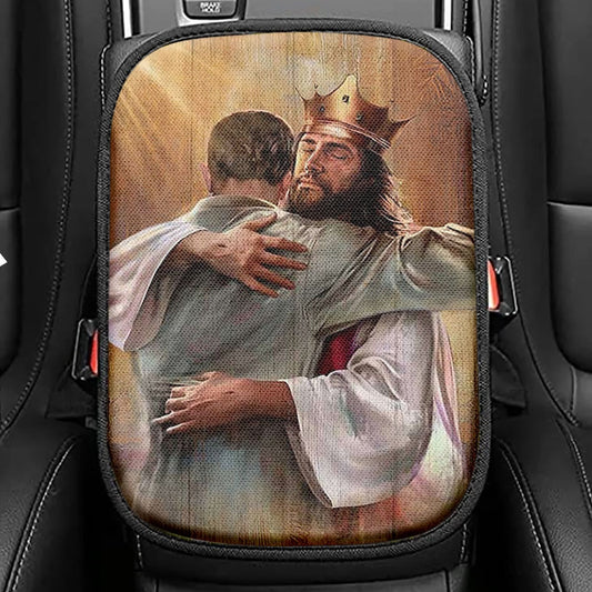 Jesus The Day God Made A German Shepherd Seat Box Cover, Christian Car Center Console Cover, Religious Car Interior Accessories