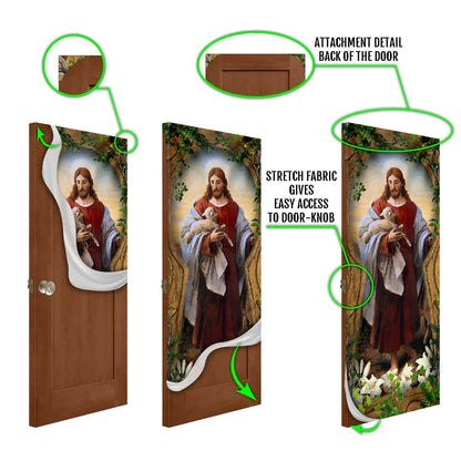 Jesus The Good Shepherd Door Cover - Religious Door Decorations - Christian Home Decor