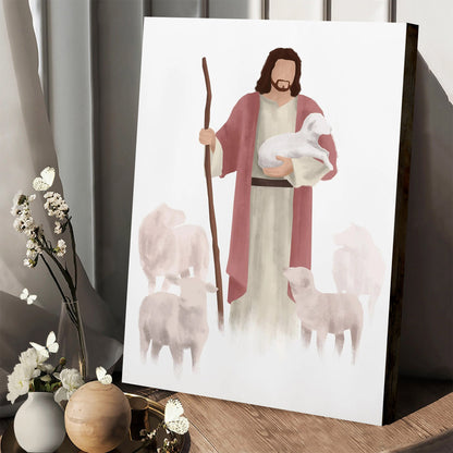 Jesus The Good Shepherd Watercolor Christ Wall Decor - Canvas Pictures - Jesus Canvas Art - Christian Wall Art