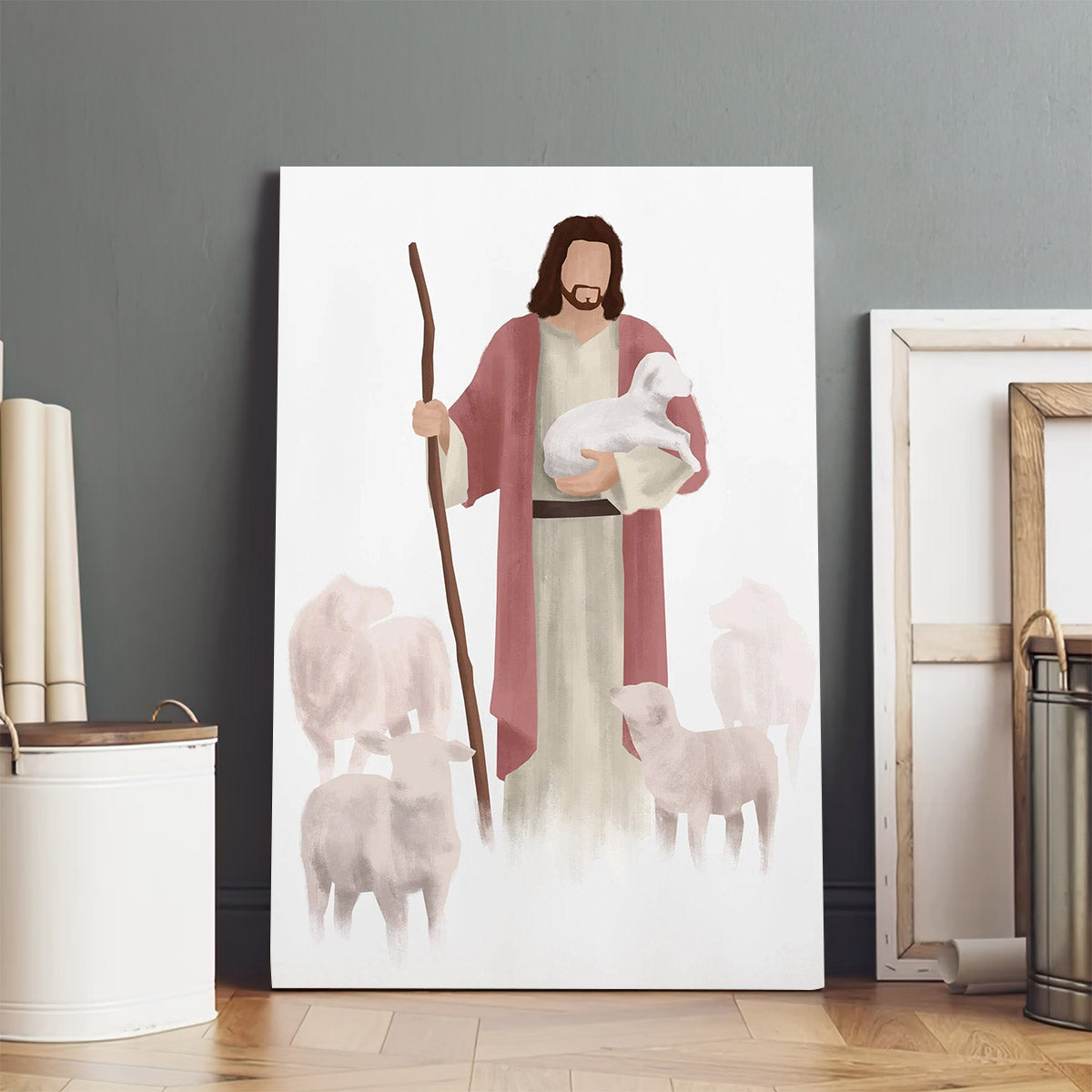 Jesus The Good Shepherd Watercolor Christ Wall Decor - Canvas Pictures - Jesus Canvas Art - Christian Wall Art
