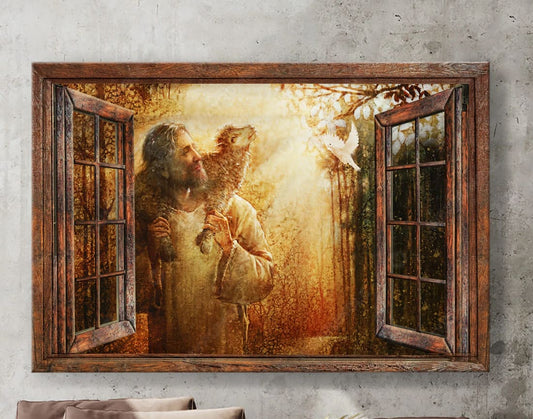 Jesus The Lamb And The Dove Canvas Wall Art - Jesus Canvas Pictures - Christian Wall Posters