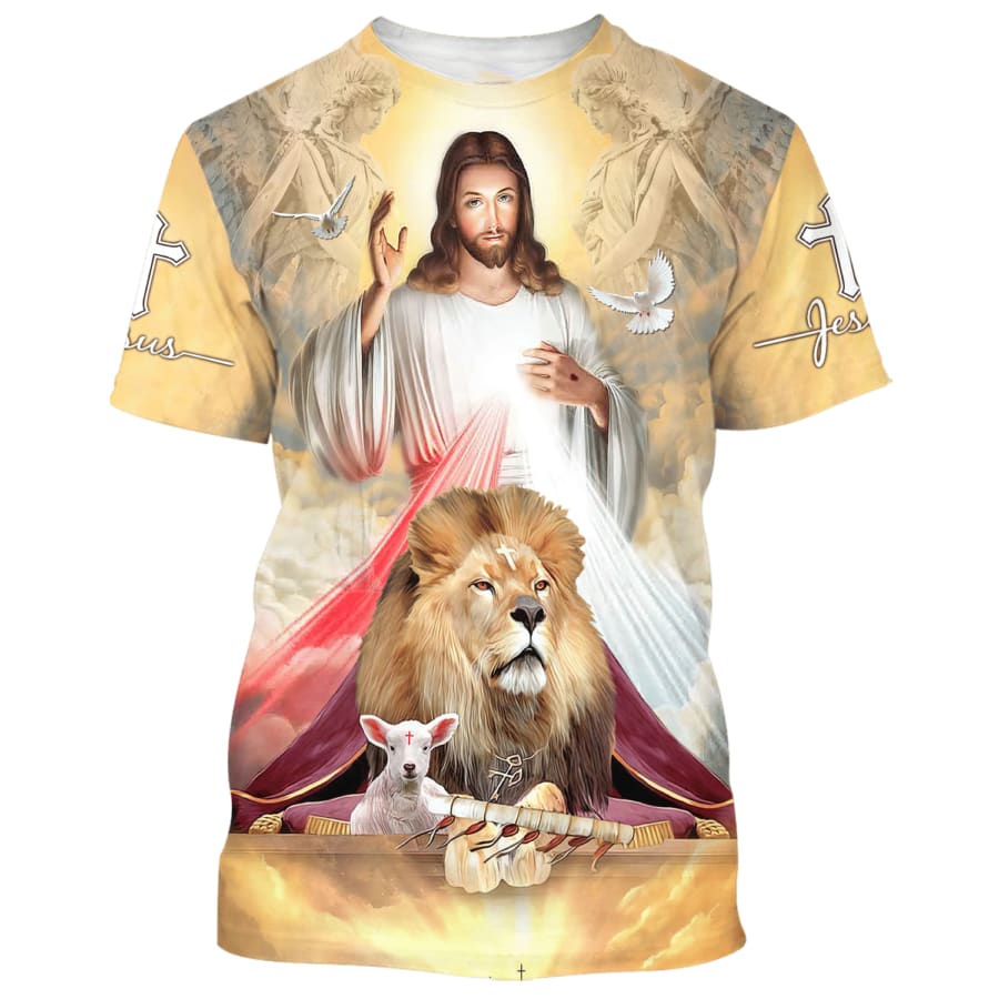 Jesus The Lion And The Lamb 3d Shirts - Christian T Shirts For Men And Women