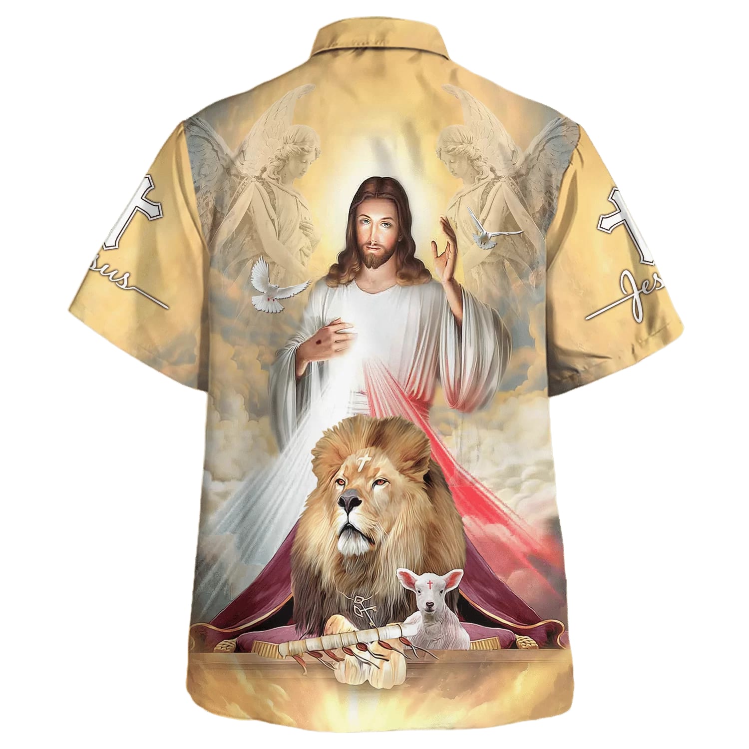 Jesus The Lion And The Lamb Hawaiian Shirts For Men - Christian Hawaiian Shirt - Hawaiian Summer Shirts
