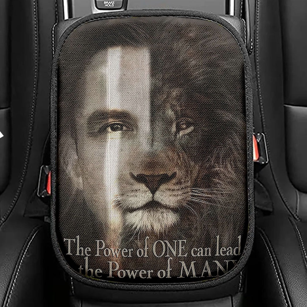 Jesus The Lion Of Judah Is My God Seat Box Cover, Bible Verse Car Center Console Cover, Scripture Car Interior Accessories