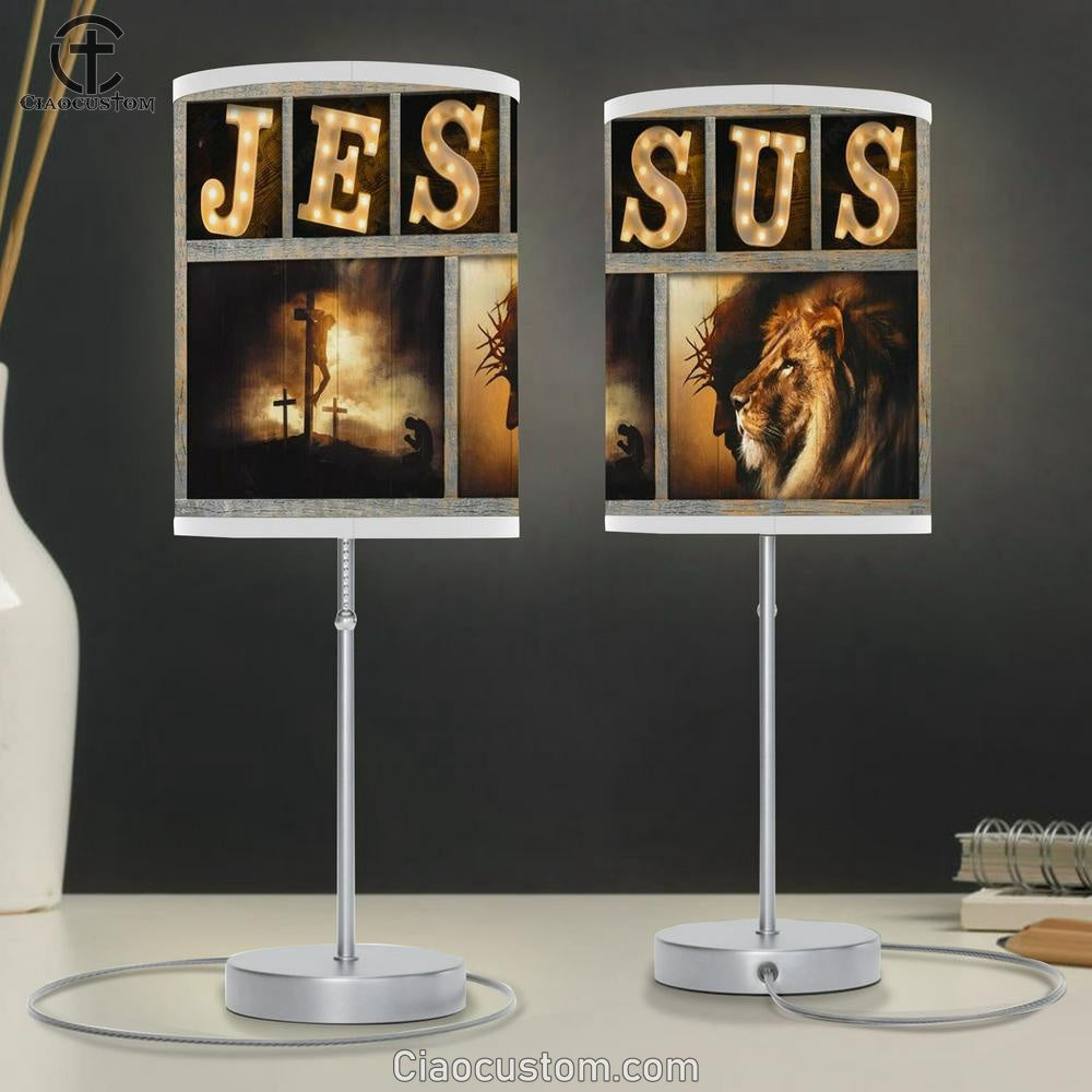 Jesus The Lion Of Judah Jesus On The Cross Table Lamp