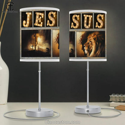 Jesus The Lion Of Judah Jesus On The Cross Table Lamp
