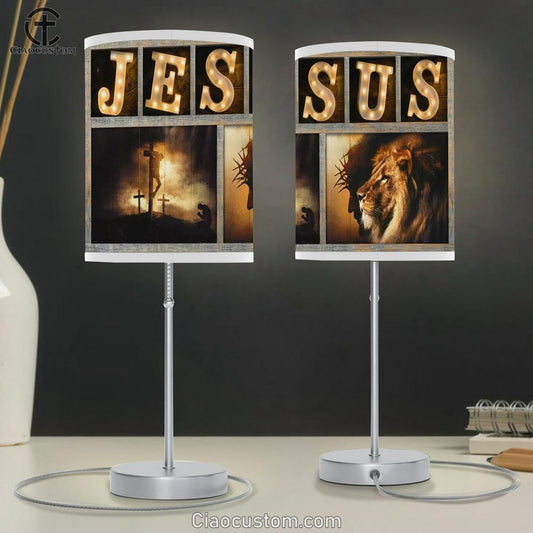 Jesus The Lion Of Judah Jesus On The Cross Table Lamp