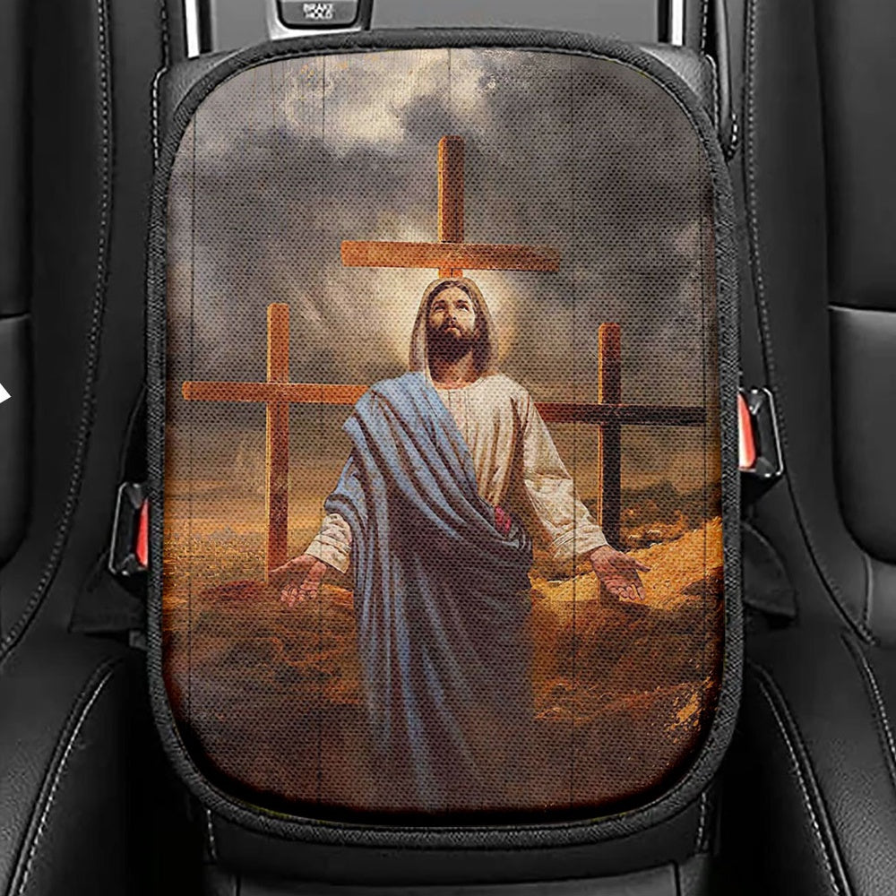 Jesus The Lion Of Judah Seat Box Cover, The Perfect Combination Car Center Console Cover, Christian Car Interior Accessories