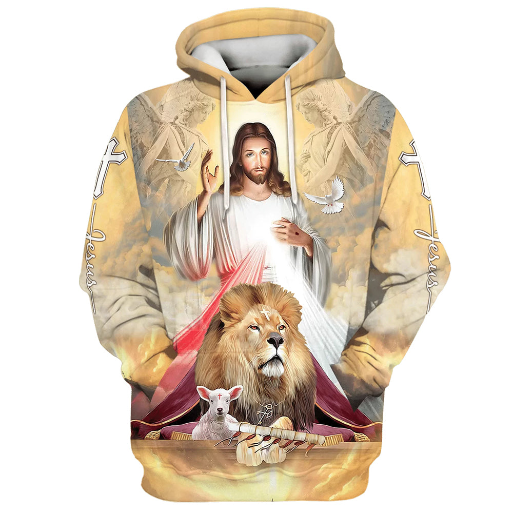 Jesus The Lion Of Judah The Lamb Of God Hoodies - Jesus Hoodie - Men & Women Christian Hoodie - 3D Printed Hoodie