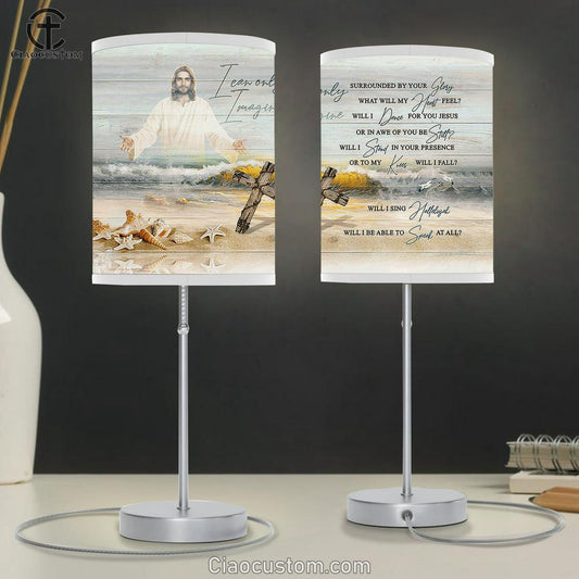Jesus The Rugged Cross I Can Only Imagine Table Lamp Art - Christian Lamp Art Decor - Bible Verse Table Lamp
