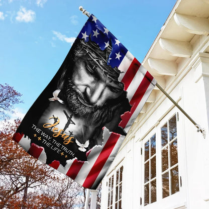 Jesus The Way The Truth The Life American House Flag - Christian Garden Flags - Christian Flag - Religious Flags