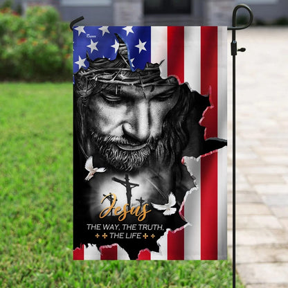 Jesus The Way The Truth The Life American House Flag - Christian Garden Flags - Christian Flag - Religious Flags