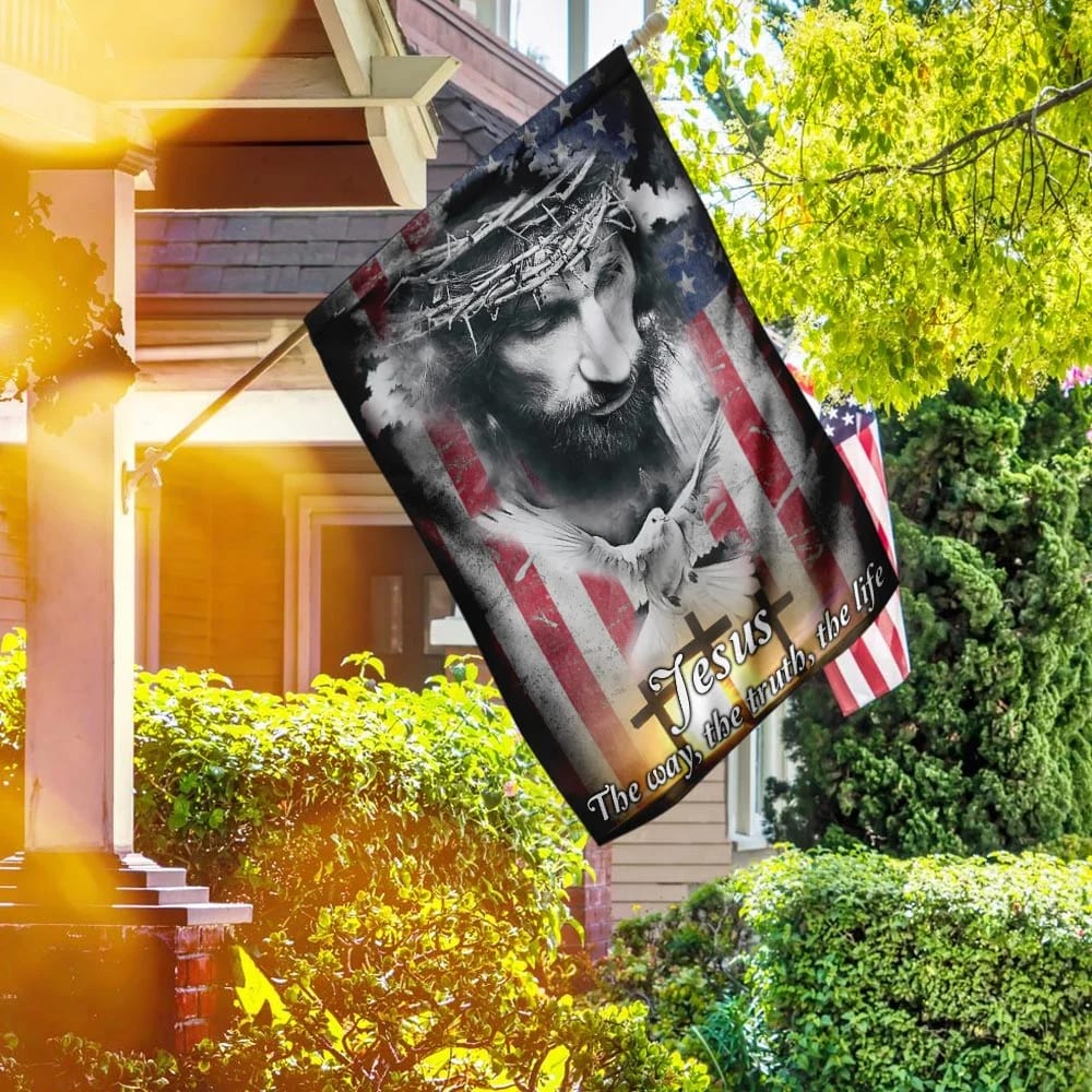 Jesus The Way The Truth The Life House Flag - Christian Garden Flags - Christian Flag - Religious Flags