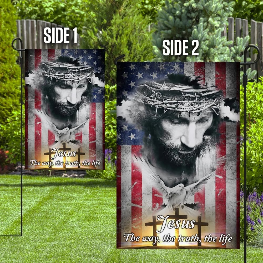 Jesus The Way The Truth The Life House Flag - Christian Garden Flags - Christian Flag - Religious Flags