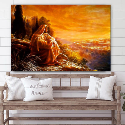 Jesus Thinking About People Canvas Pictures - Jesus Canvas Wall Art - Christian Canvas Paintings