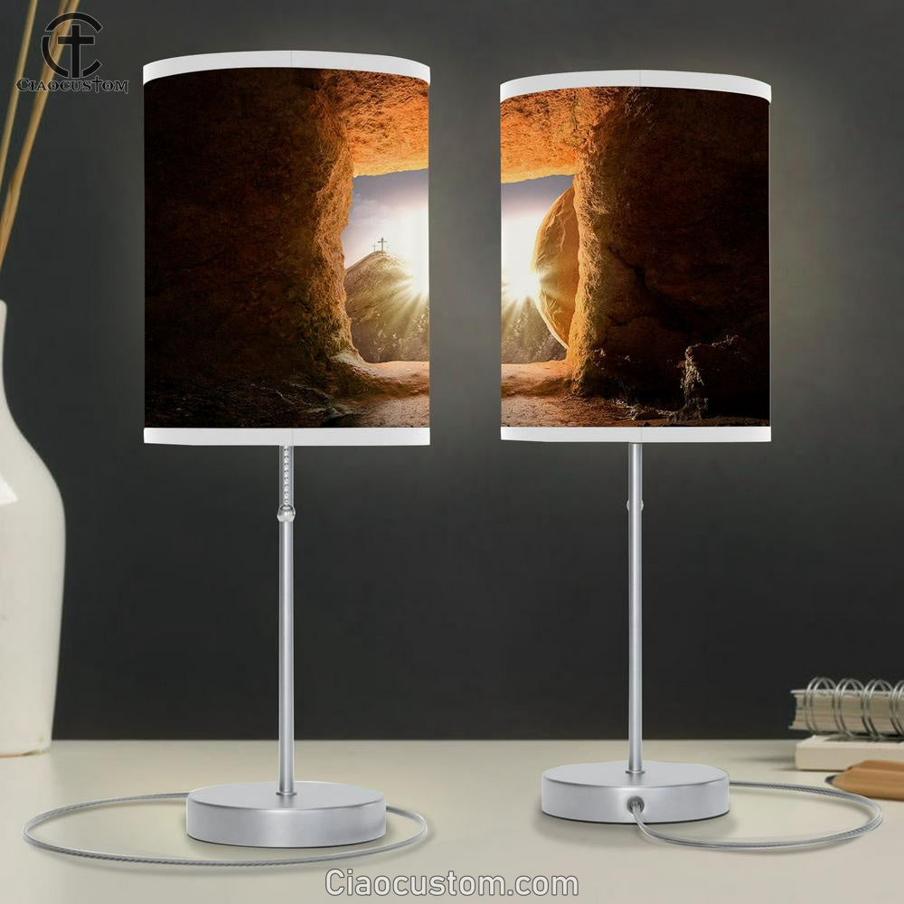 Jesus Tomb Table Lamp Pictures - Faith Art - Christian Table Lamp For Bedroom Decor
