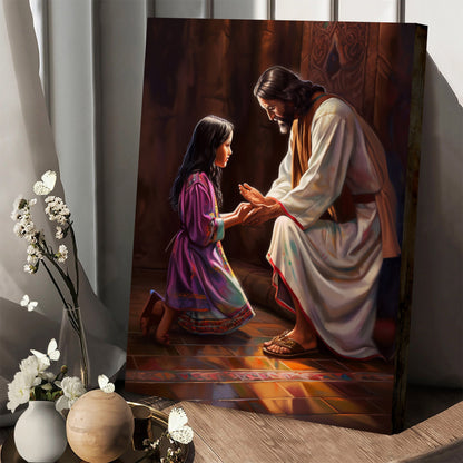 Jesus Touches The Girl Who Has Her Hand - Canvas Picture - Jesus Christ Canvas - Christian Wall Art