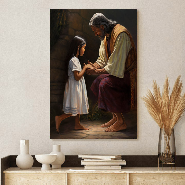 Jesus Touches The Girl Who Has Her Hand 1 - Canvas Picture - Jesus Christ Canvas - Christian Wall Art