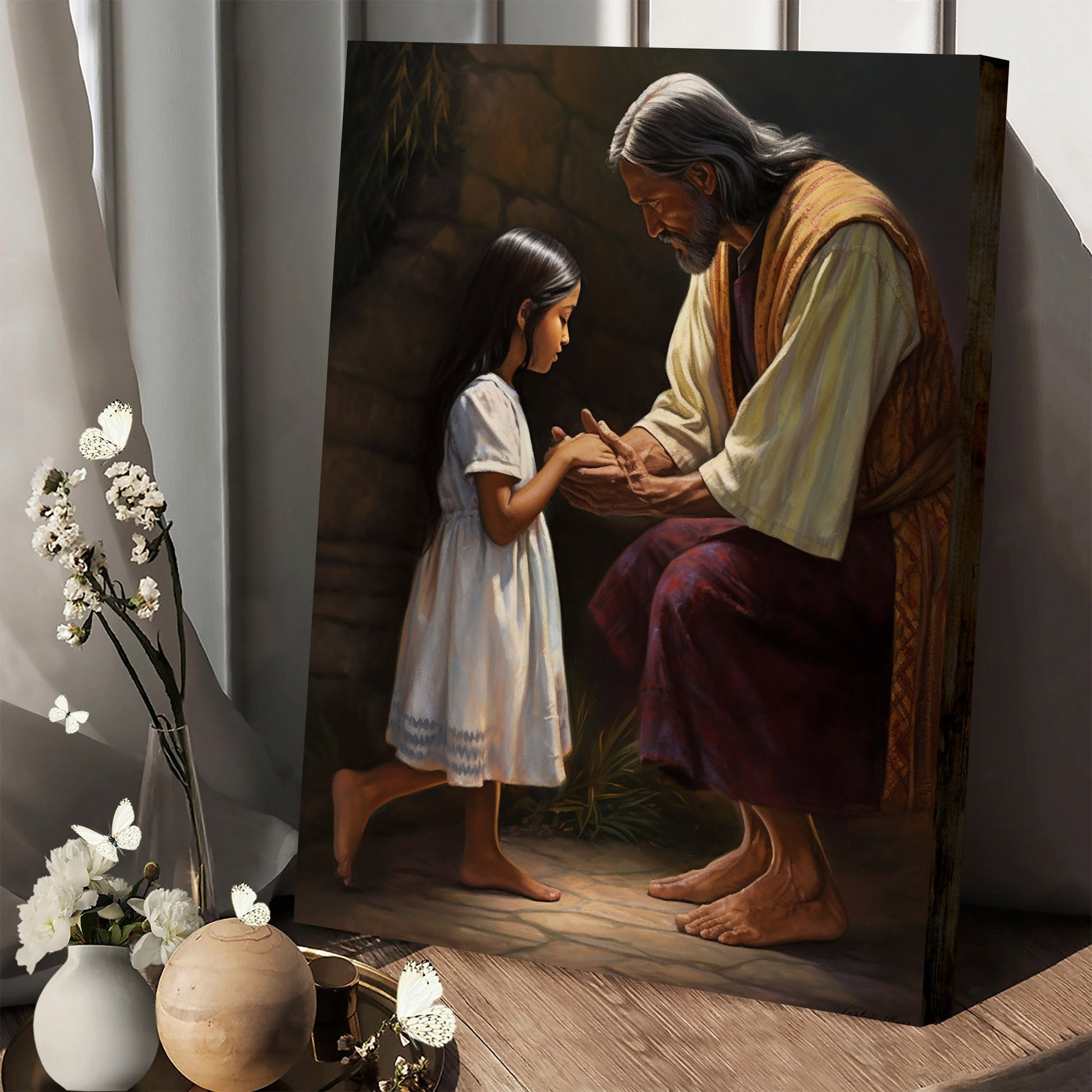 Jesus Touches The Girl Who Has Her Hand 1 - Canvas Picture - Jesus Christ Canvas - Christian Wall Art