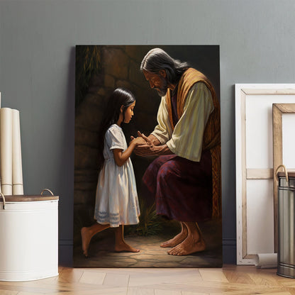 Jesus Touches The Girl Who Has Her Hand 1 - Canvas Picture - Jesus Christ Canvas - Christian Wall Art