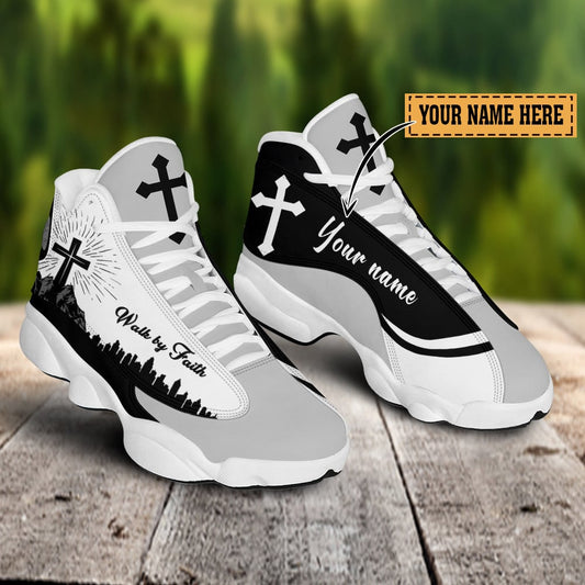 Jesus Walk By Faith Black Mountain J13 Shoes - Personalized Name Faith Shoes - Jesus Shoes