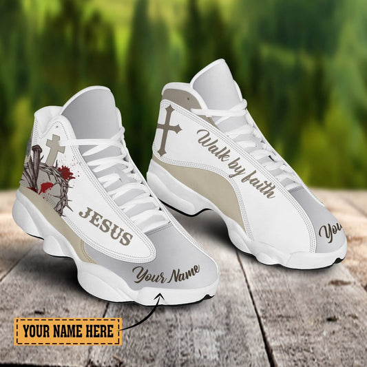 Jesus Walk By Faith J13 Shoes - Personalized Name Faith Shoes - Jesus Shoes