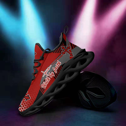 Jesus Walk By Faith Red Yezy Running Sneakers 2 Max Soul Shoes - Christian Shoes For Men And Women