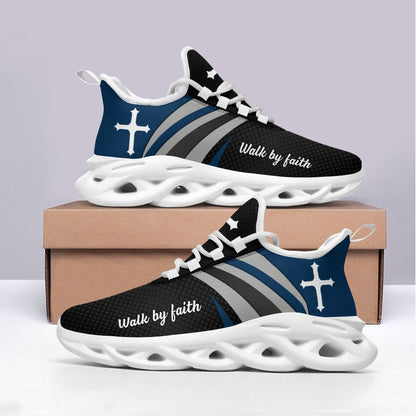 Jesus Walk By Faith Yezy Running Black Sneakers 1 Max Soul Shoes - Christian Shoes For Men And Women