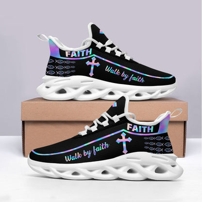 Jesus Walk By Faith Yezy Running Sneakers Black 1 Max Soul Shoes - Christian Shoes For Men And Women
