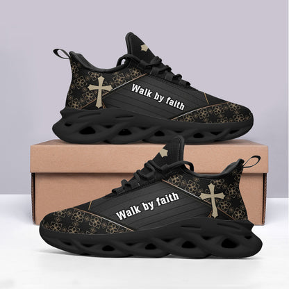 Jesus Walk By Faith Yezy Running Sneakers Black 3 Max Soul Shoes - Christian Shoes For Men And Women