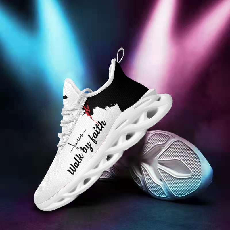 Jesus Walk By Faith Yezy Running Sneakers Max Soul Shoes - Christian Shoes For Men And Women