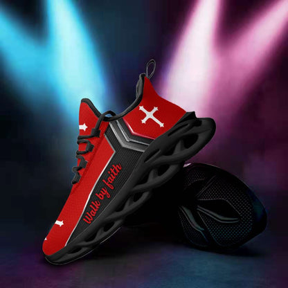 Jesus Walk By Faith Yezy Running Sneakers Red 2 Max Soul Shoes - Christian Shoes For Men And Women
