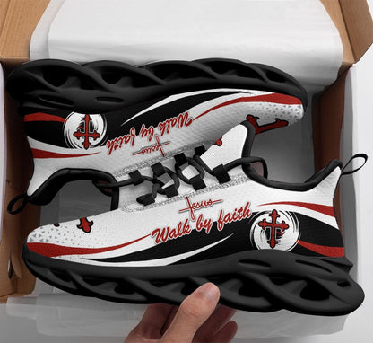 Jesus Walk By Faith Yezy Running Sneakers White Max Soul Shoes - Christian Shoes For Men And Women