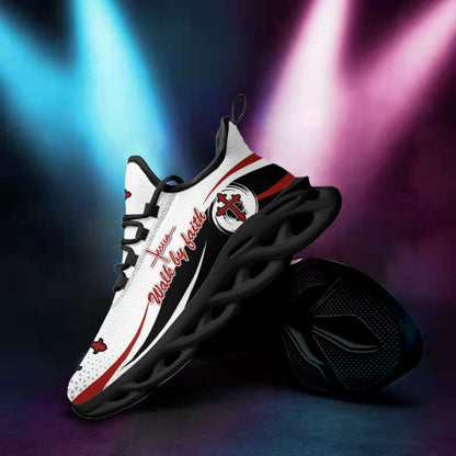 Jesus Walk By Faith Yezy Running Sneakers White Max Soul Shoes - Christian Shoes For Men And Women