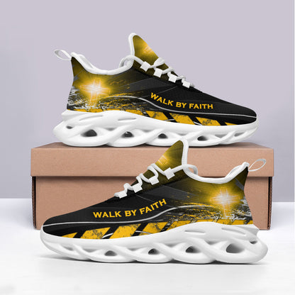 Jesus Walk By Faith Yezy Running Sneakers Yellow Max Soul Shoes - Christian Shoes For Men And Women