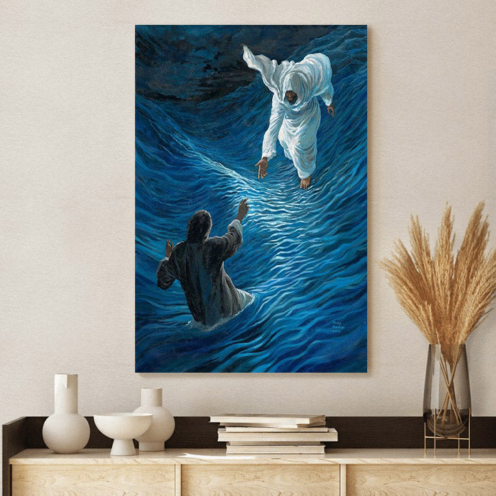 Jesus Walk On Water Canvas Wall Art - Jesus Christ Canvas - Christian Wall Art