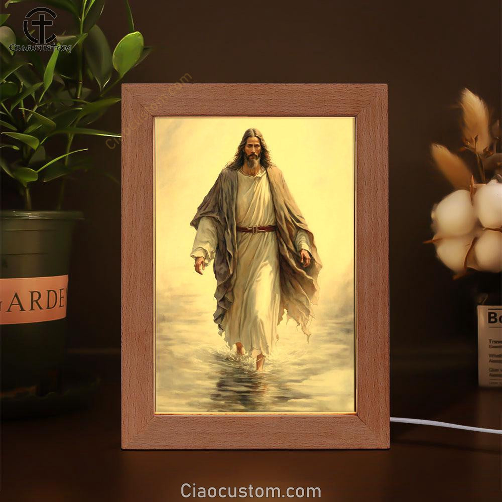 Jesus Walk On Water Frame Lamp Pictures - Jesus Art Prints - Jesus Art - Christian Home Decor