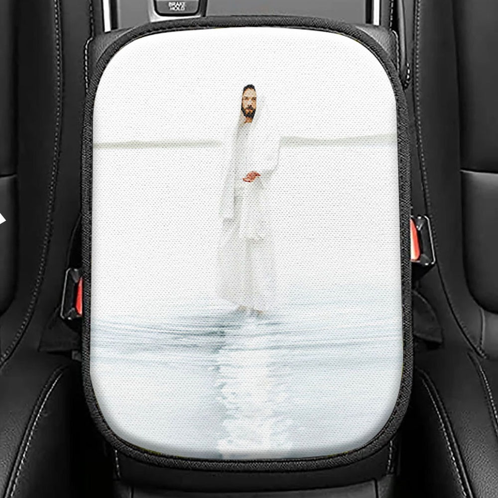 Jesus Walk On Water Seat Box Cover, Jesus Car Center Console Cover, Jesus Car Interior Accessories
